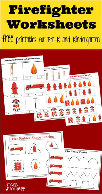 Firefighter Kindergarten Worksheets - Mess for Less