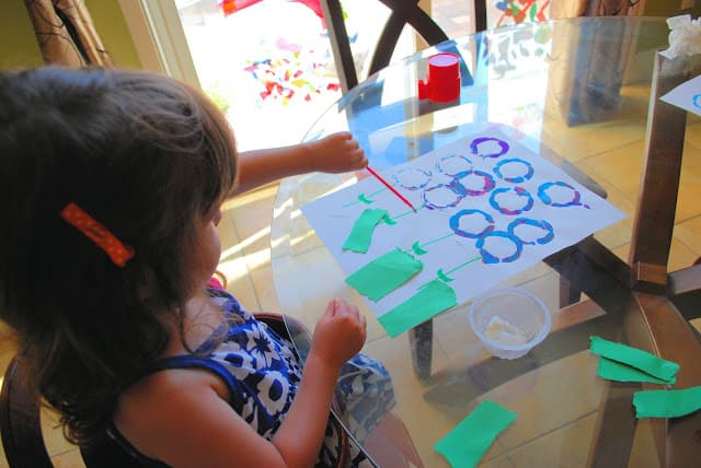 painting bottle print flowers