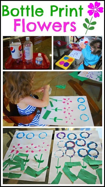 Bottle Print Flowers - Simple to create eye catching art using recycled soda bottles.
