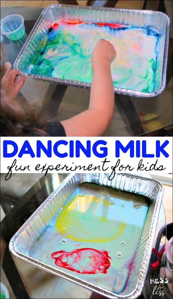 This Colorful Dancing Milk experiment is truly magic. Kids discover what happens when they add food coloring and soap to milk. The results will amaze them!