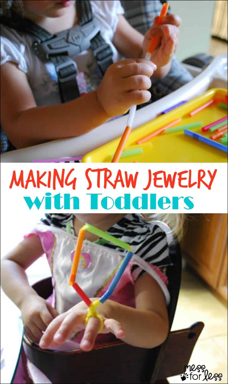 Toddler Activity: Making Straw Jewelry - Such a fun fine motor experience for toddlers!