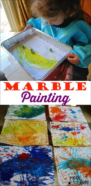 Marble Painting - fun art activity for preschoolers. My kids loved doing this fun kids craft.