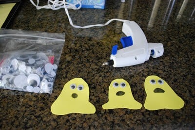 foam ghosts with googly eyes