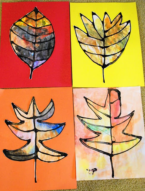  fall leaf pictures on construction paper