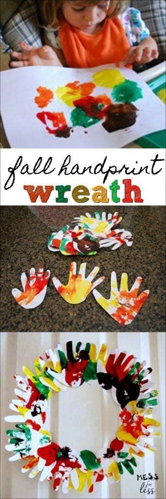 Make a darling keepsake with kids with the Fall Handprint Wreath.