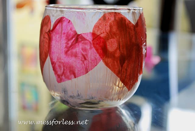 tissue paper heart votive