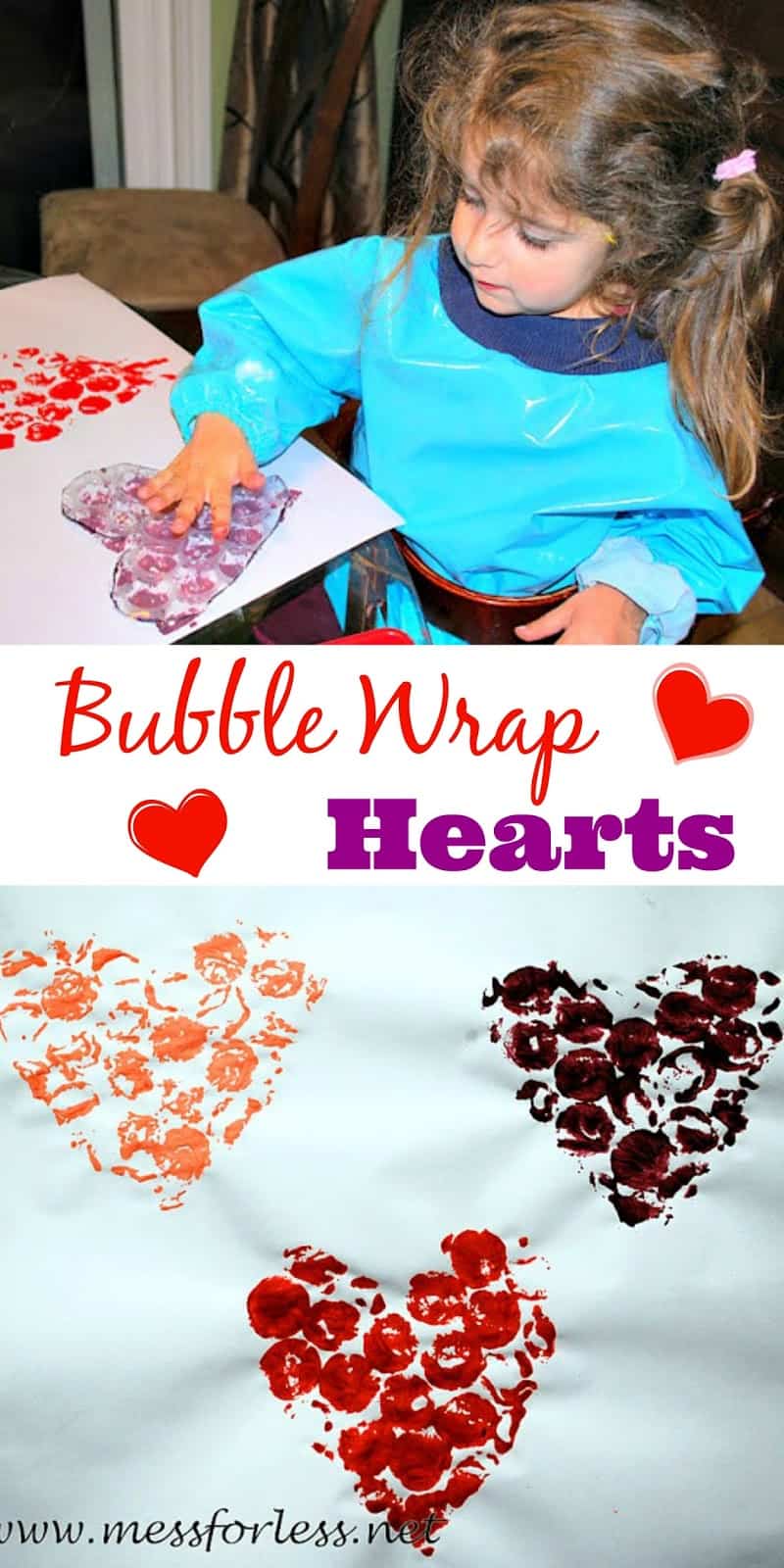 Bubble Wrap Hearts - don't throw out that bubble wrap. Cut it into heart shapes and combine with paint for a fun art experience.