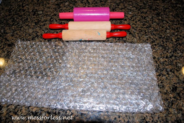Painting with Rolling Pins and Bubble Wrap