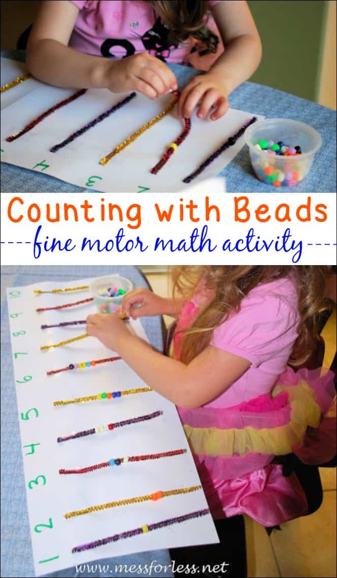 Counting Bead Fun - an easy kids activity to set up that combines counting with fine motor practice!