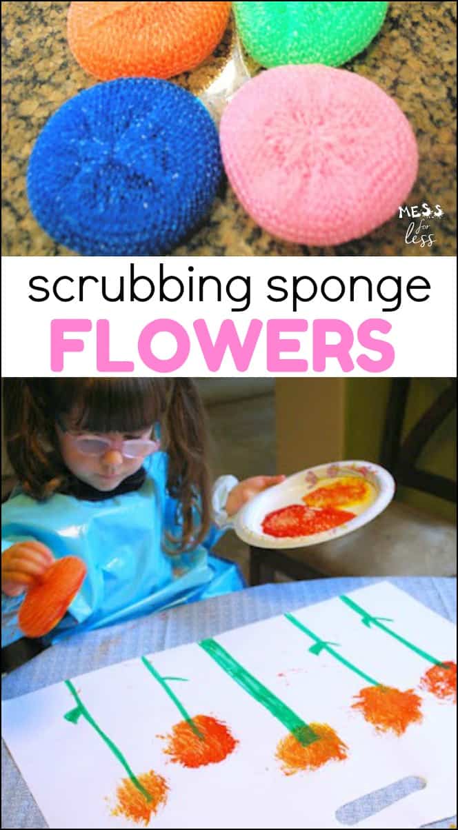 Making Sponge Flowers - use paint and a common household object to create pretty flower paintings.