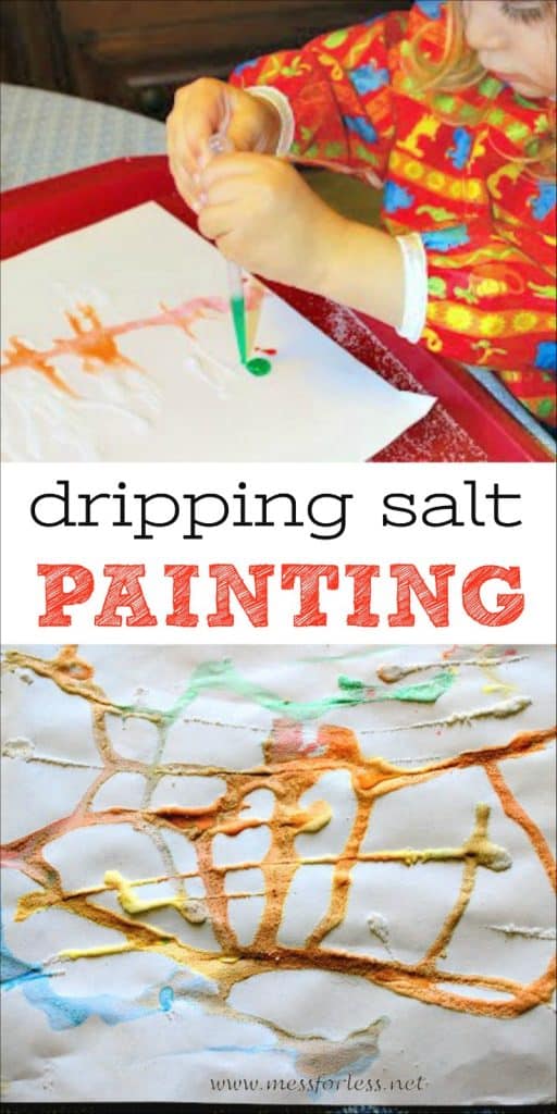 Dripping Salt Painting is an easy art activity to do with kids. You already have all the items you need at home. 