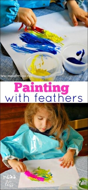 My kids had so much fun experimenting and painting with feathers. Great preschool activity that we'll do again and again.