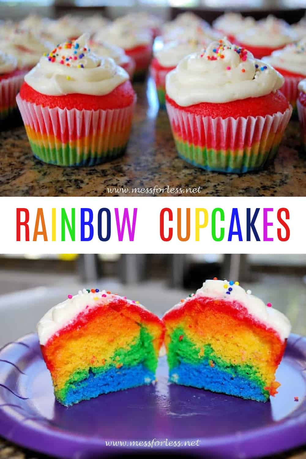 These Rainbow Cupcakes are easier to make than they look thanks to boxed cake mix. They are perfect for a rainbow themed party or any special occasion.