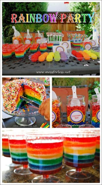 Rainbow party ideas! Find lots of fun ideas for your rainbow birthday party including links to free rainbow party printables!