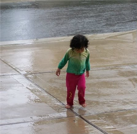 child in rain