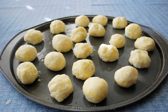 dough balls on tray