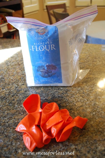 flour and balloons