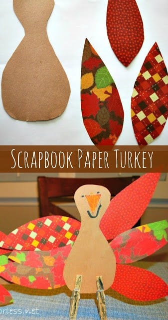  This Scrapbook Paper Thanksgiving Turkey Craft requires a few minutes of prep on your part, but the results are so cute, it's worth it. 