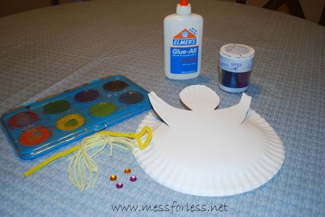 supplies needed to make paper plate angel