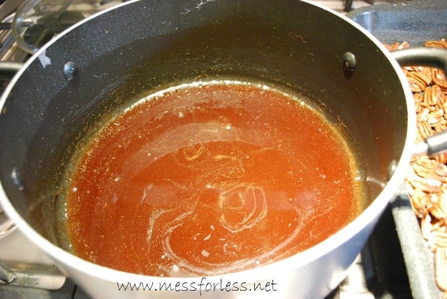melted butter and sugar in sauce pan
