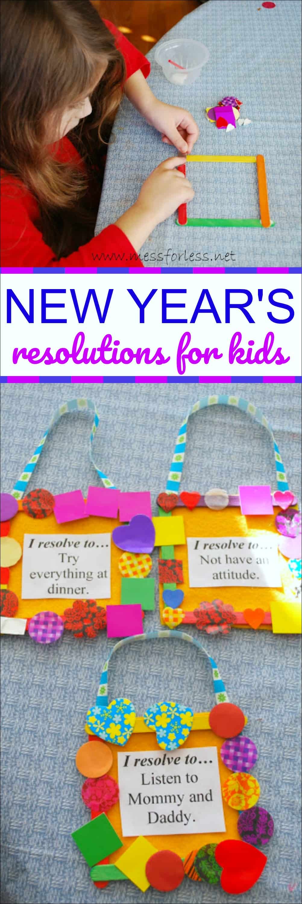 Help kids to make and keep small goals by doing this New Year's Resolutions for Kids craft. Kids will have fun and make a reminder of their resolution.