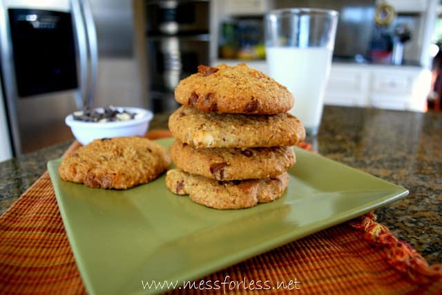 stack of gluten free chocolate chip cookies
