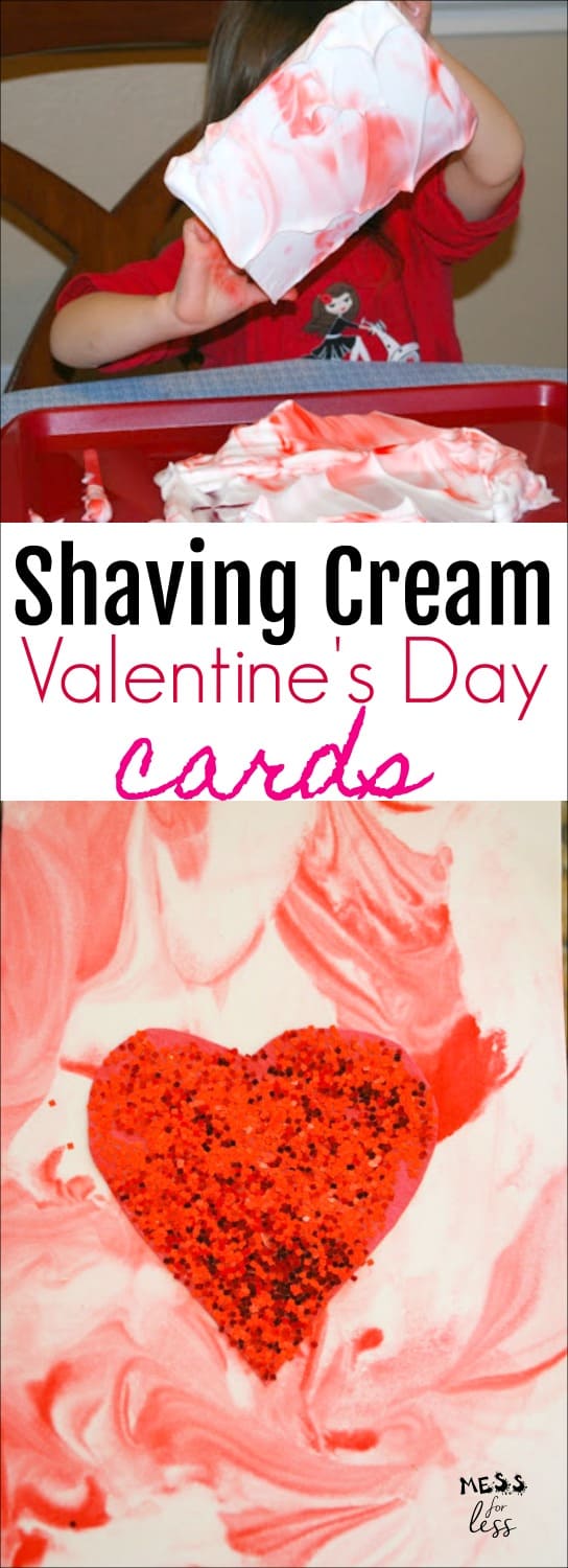 Valentine\'s Day Cards using Shaving Cream