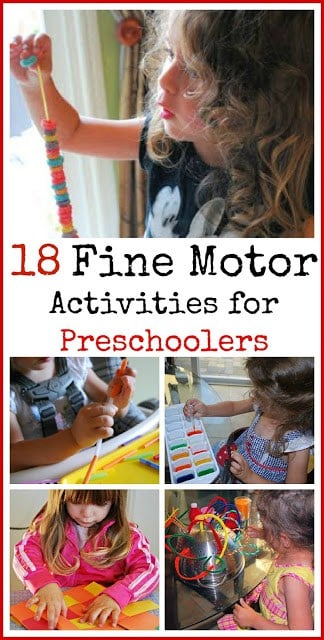 18 Fine Motor Activities for Preschoolers. Love how lots of these ideas use stuff you already have around the house.