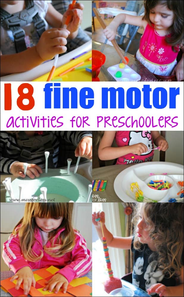 These 18 Fine Motor Activities for Preschoolers will keep your kids busy while they work on important skills. 