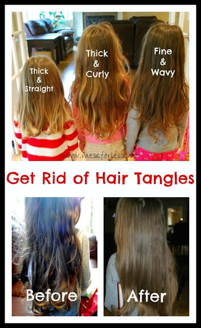 Get Rid of Hair Tangles Plus a Recipe for homemade hair detangler. Never waste time with tangles again. 