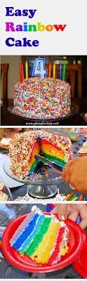 Easy Rainbow Cake, Rainbow Cake Recipe #rainbows, #cake, #recipe