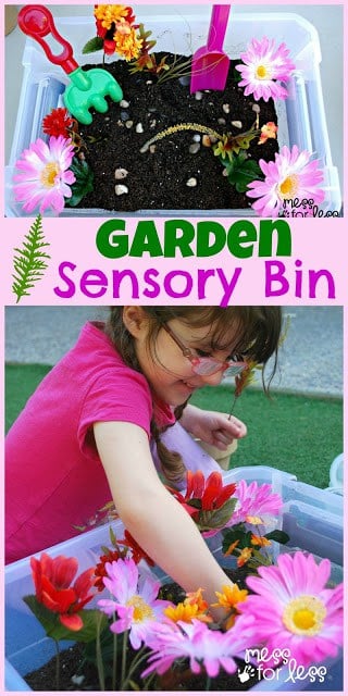 Create a garden sensory bin that kids will love. Perfect for Spring and so easy to put together. 