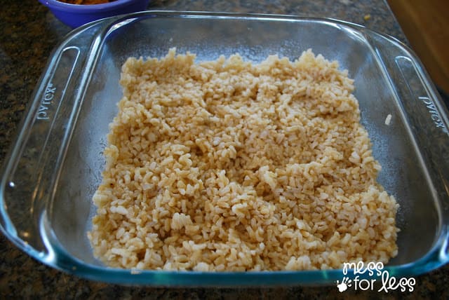 rice in casserole dish