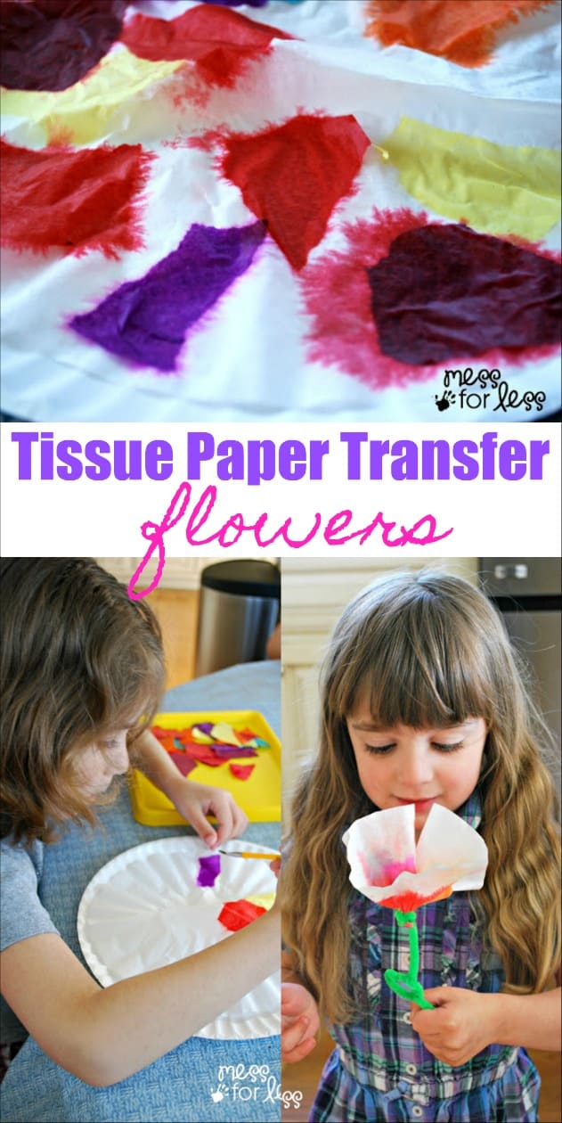 Coffee Filter Flowers made with Tissue Paper - Using wet tissue paper and coffee filters to create beautiful Spring flowers. 