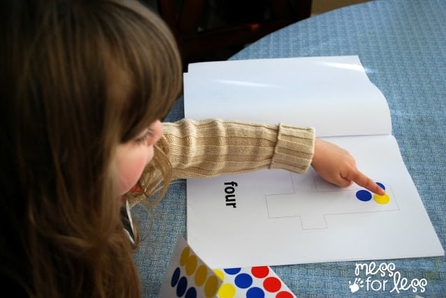 child using number book