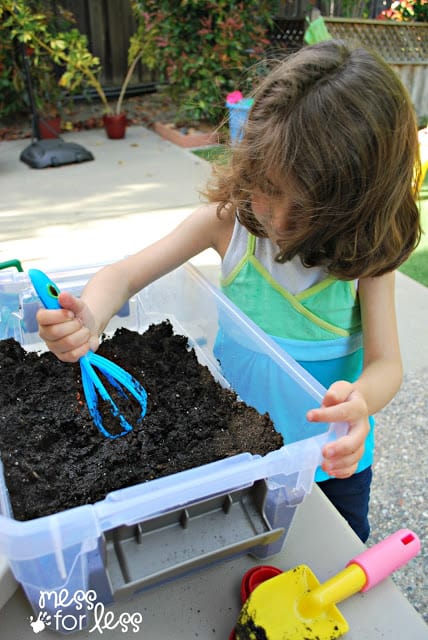 child playing with dirt