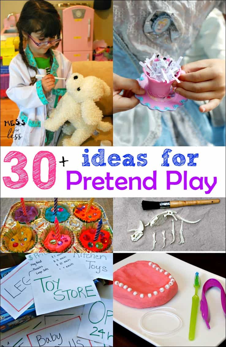 This is the best list of pretend play ideas I have found. I used them for kids activities at home but they would also be great for a dramatic play area.