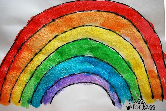 rainbow art for kids salt painting