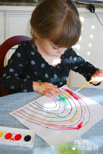 painting a watercolor rainbow salt painting