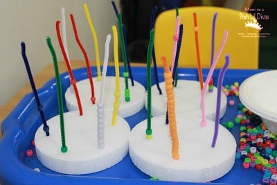 pipe cleaners in styrofoam