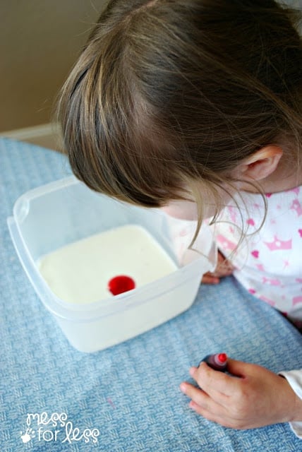 food coloring in milk