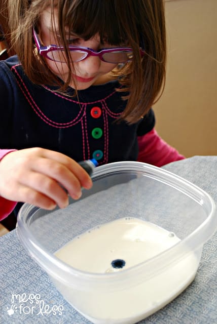 food coloring in milk