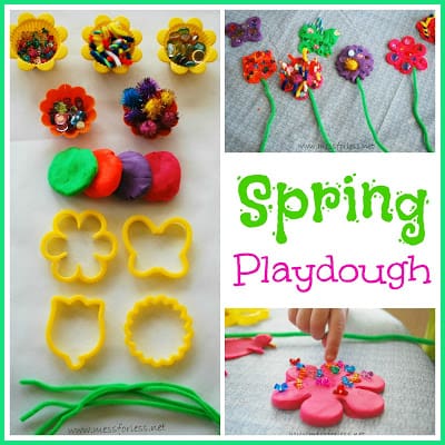 Playdough Games: Make Srping play dough for kids by using stuff you already have at home. #play-dough #spring