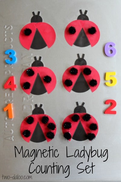DIY Magnetic Ladybug Counting Game for Preschoolers from Twodaloo at B-InspiredMama.com