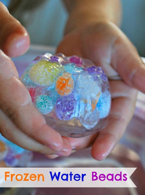 Take water bead play to the next level by freezing them. Children will love watching what happens as the water beads melt and change. A great sensory and learning activity.