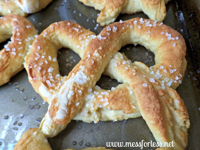 baked pretzel with salt