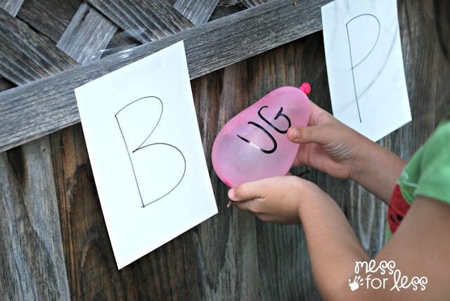 learning phonics with water balloons