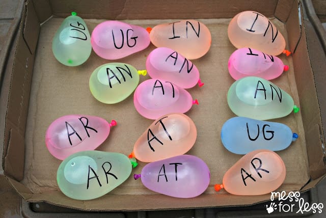 Water balloons with word endings