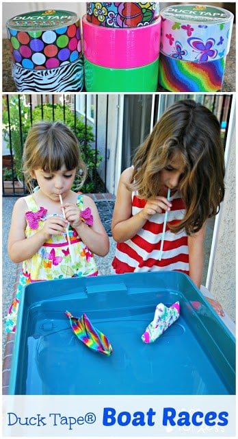 Learn how to make sturdy boats with duck tape and have boat races. #ad