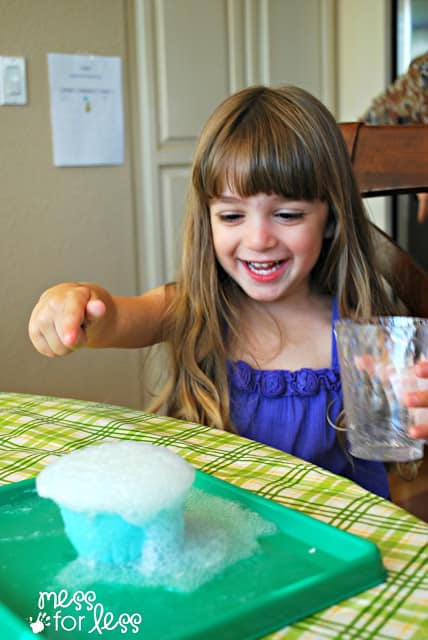 Your child will be amazed with this erupting play dough